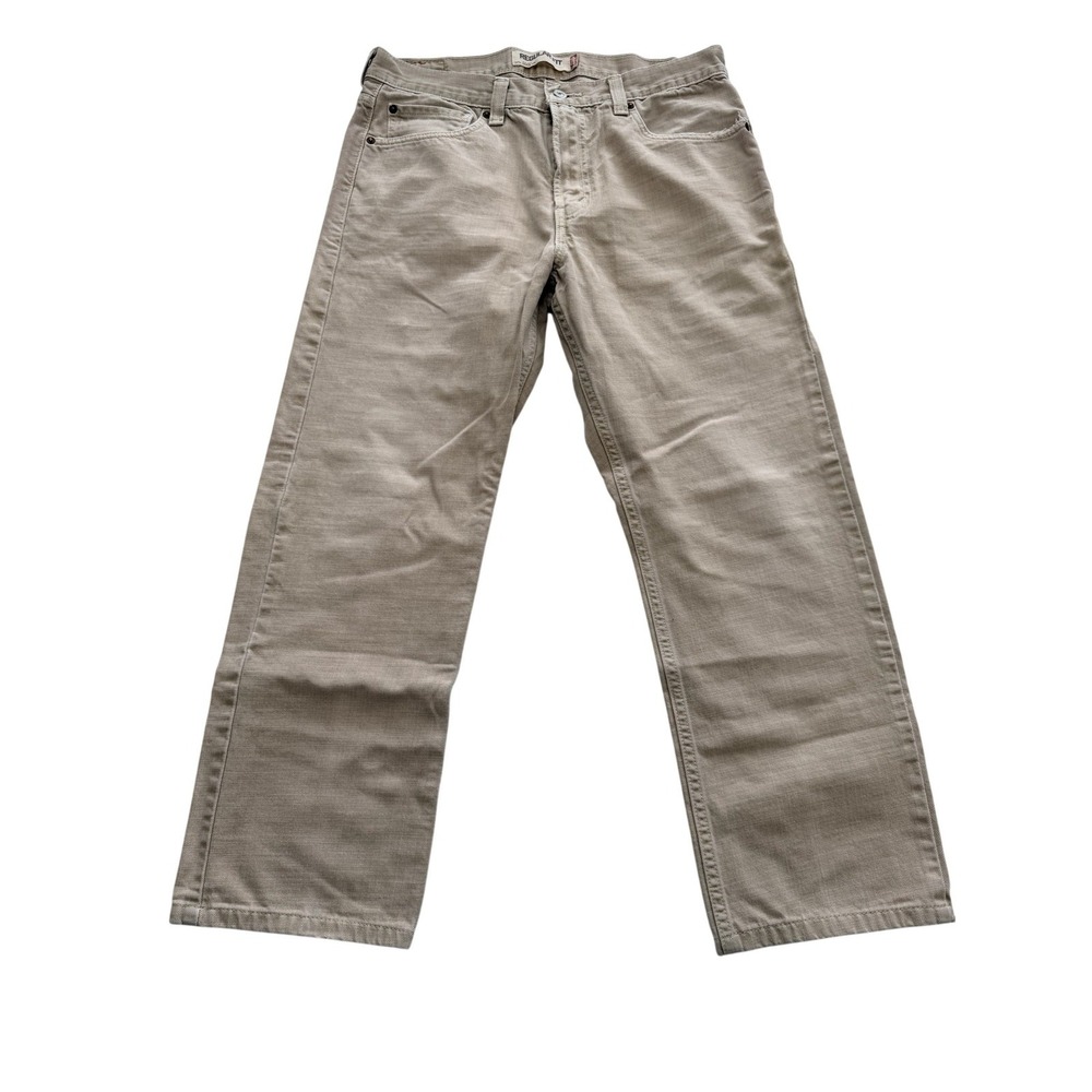 Levi's 505 Jeans Mens 33x30 Beige Light Wash Regular Straight Denim Pants Casual